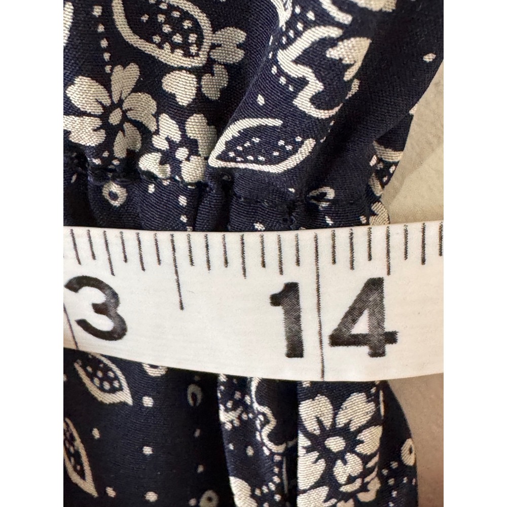 Vintage Norm Thompson Dress Size 10 100% Silk Navy Blue Floral Midi Short Sleeve - Picture 8 of 11